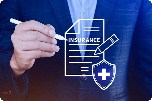 Hands pointing to an insurance document graphic