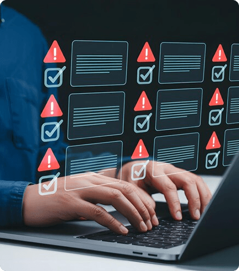 Data breach incident log entries on a laptop