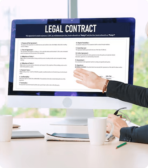Digital tablet showing legal contract tracking