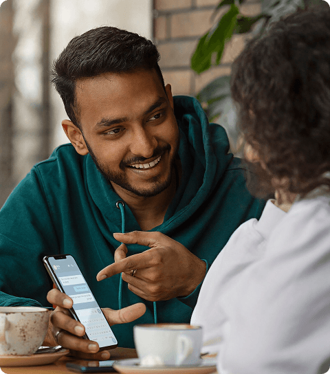 Two people discussed medical information on a smartphone