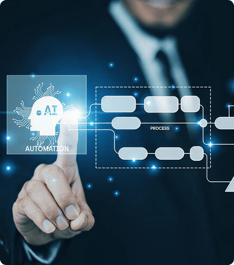 Person interacting with AI digital gear and escalation nodes