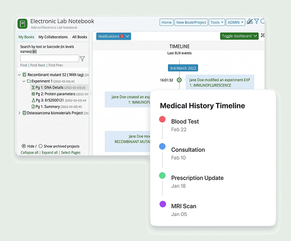 Electronic Lab Notebook digital interface for researchers
